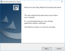 The EventSoundControl installer guides you through the setup process